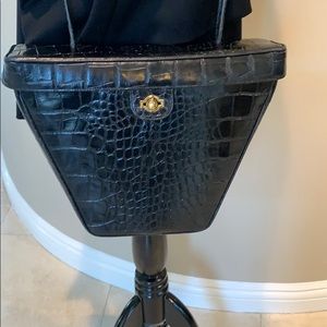 Carey Adina NYC Black Patent Croc Effect Bag